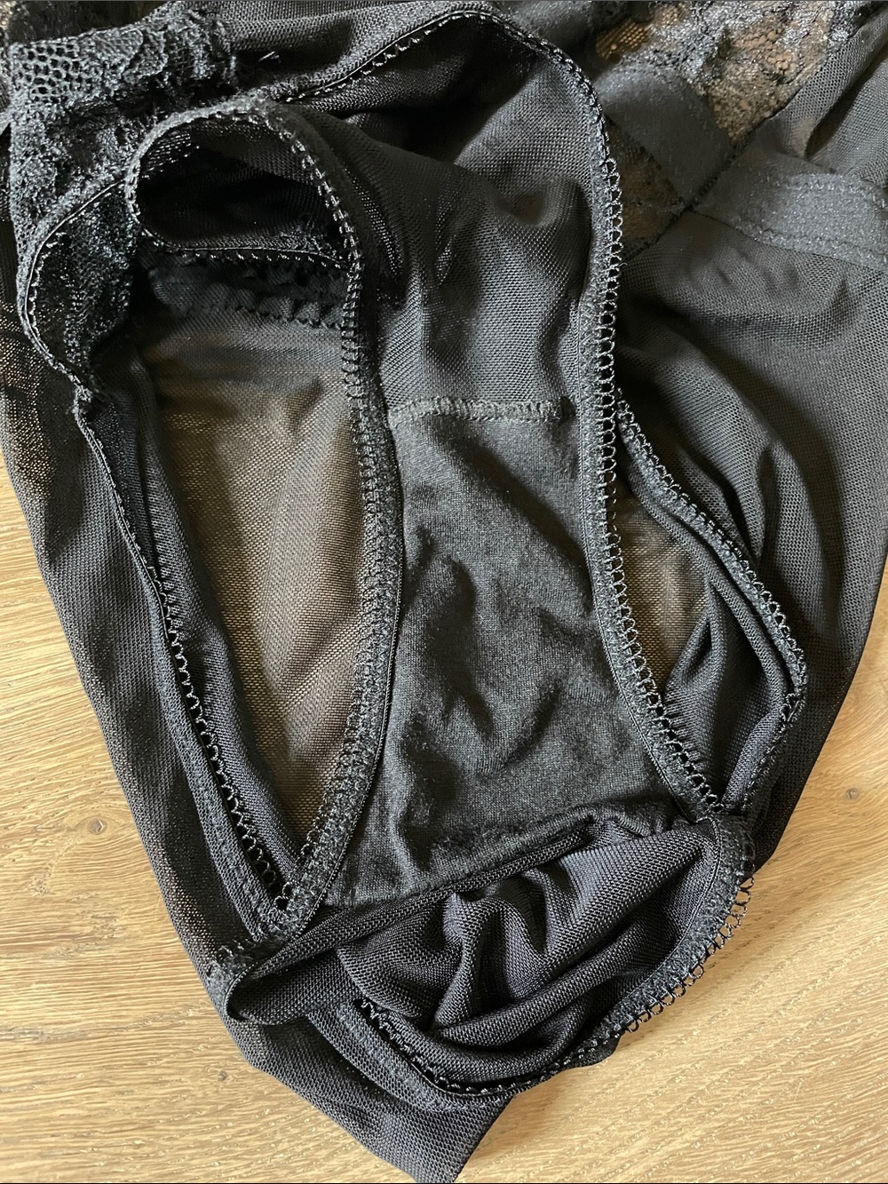 Sophie b. Sexy Black Lace Mesh Strappy Bustier Bodysuit Lingerie Teddy Size L - Picture 8 of 9